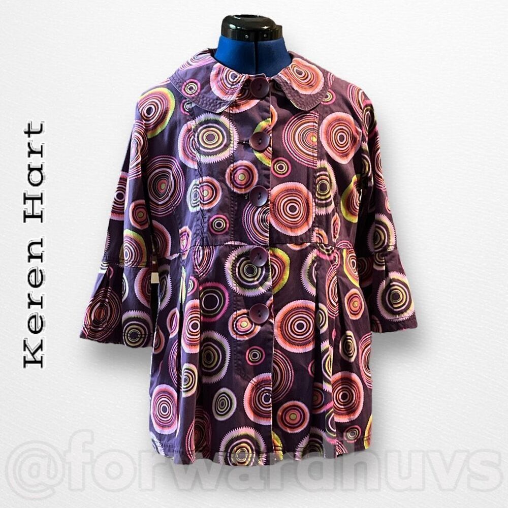 Keren Hart Purple Flare Sleeve Hippy Jacket Size Small